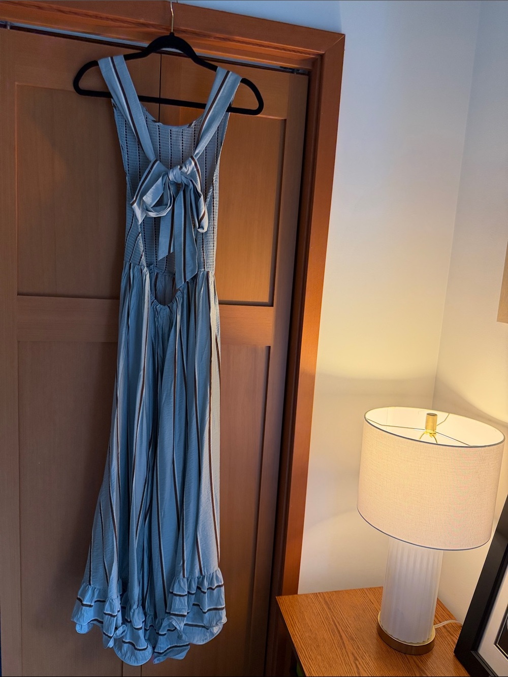 Backless Striped Maxi Dress